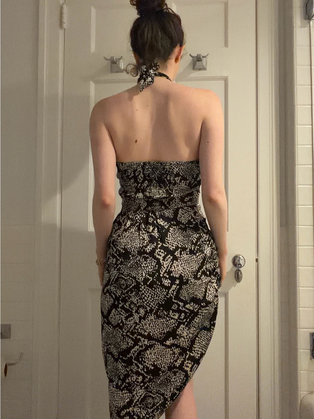 Heartloom Black and White Halter Snake-Print Dress